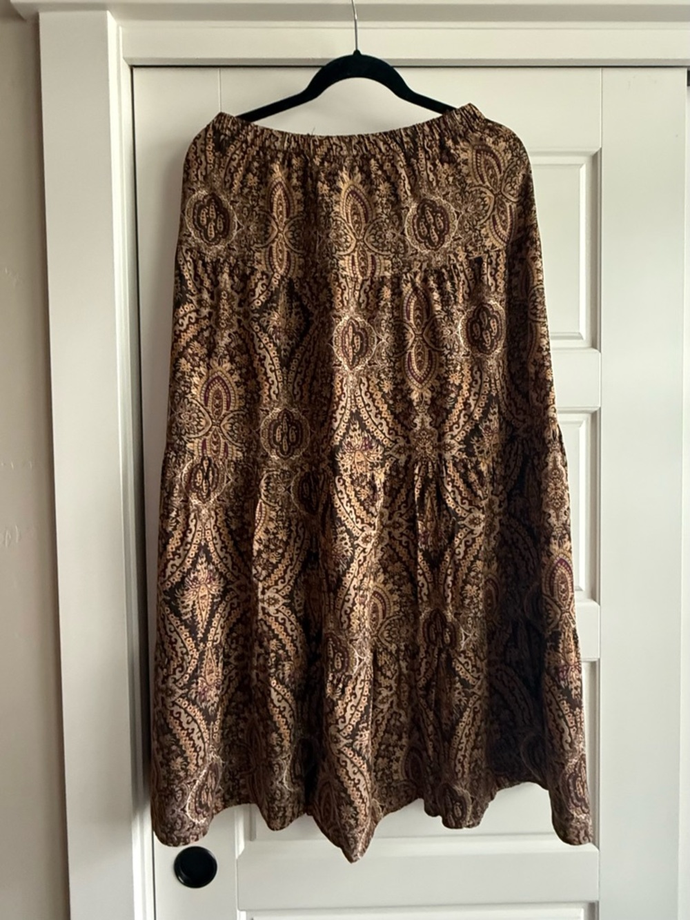 Maurices Brown Paisley Tiered Maxi Skirt